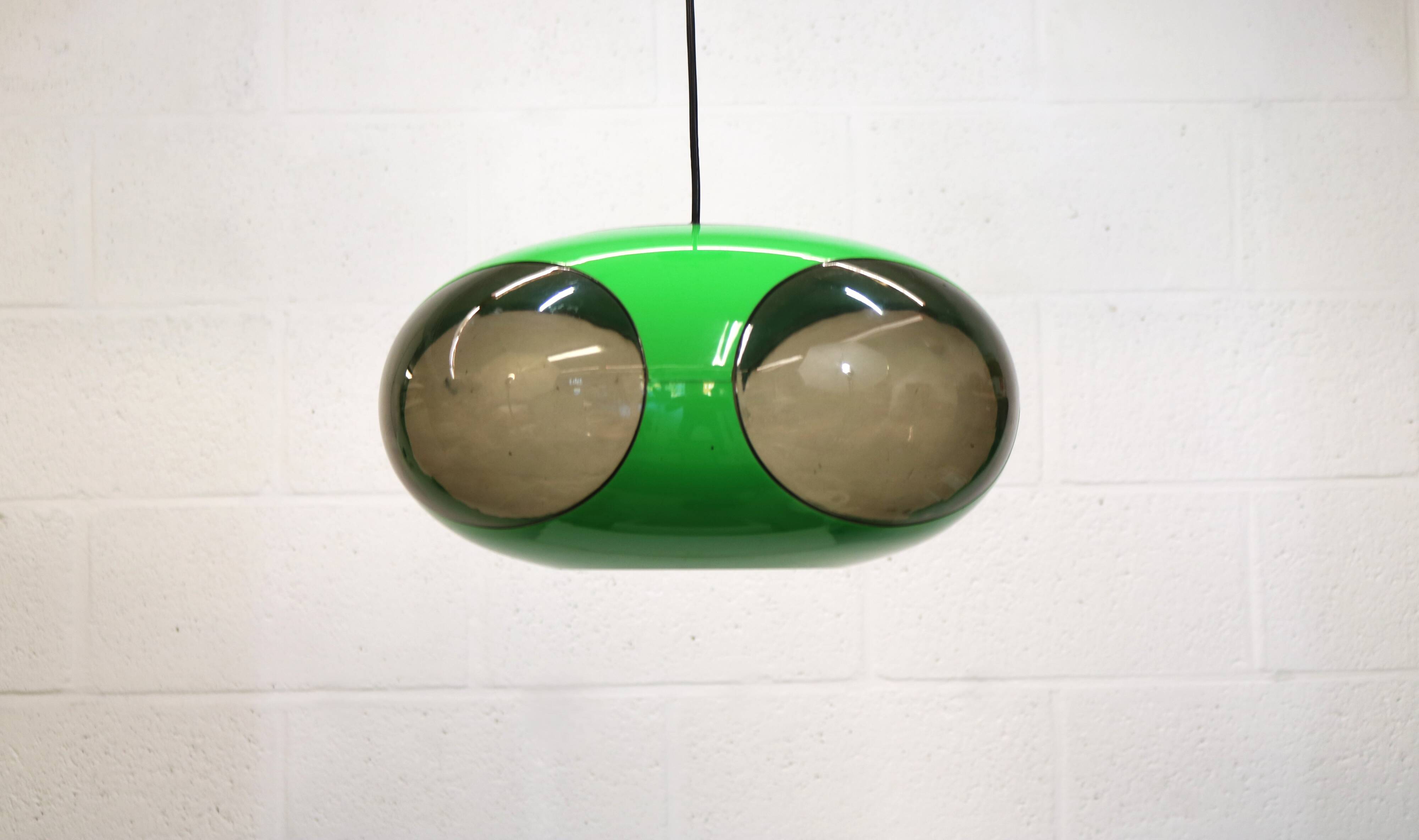 Massive Belgium Space Age UFO Lamp, Green Mid-Century Modern Lighting