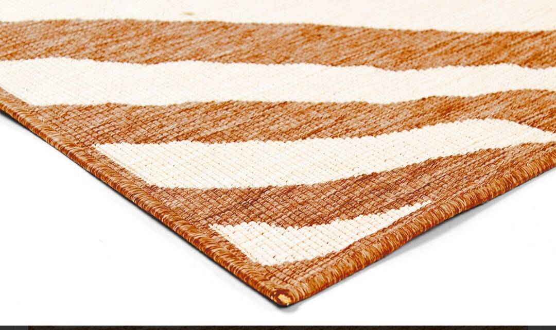 Tapis vintage orange blanc zébré style ethnique