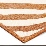 Tapis vintage orange blanc zébré style ethnique