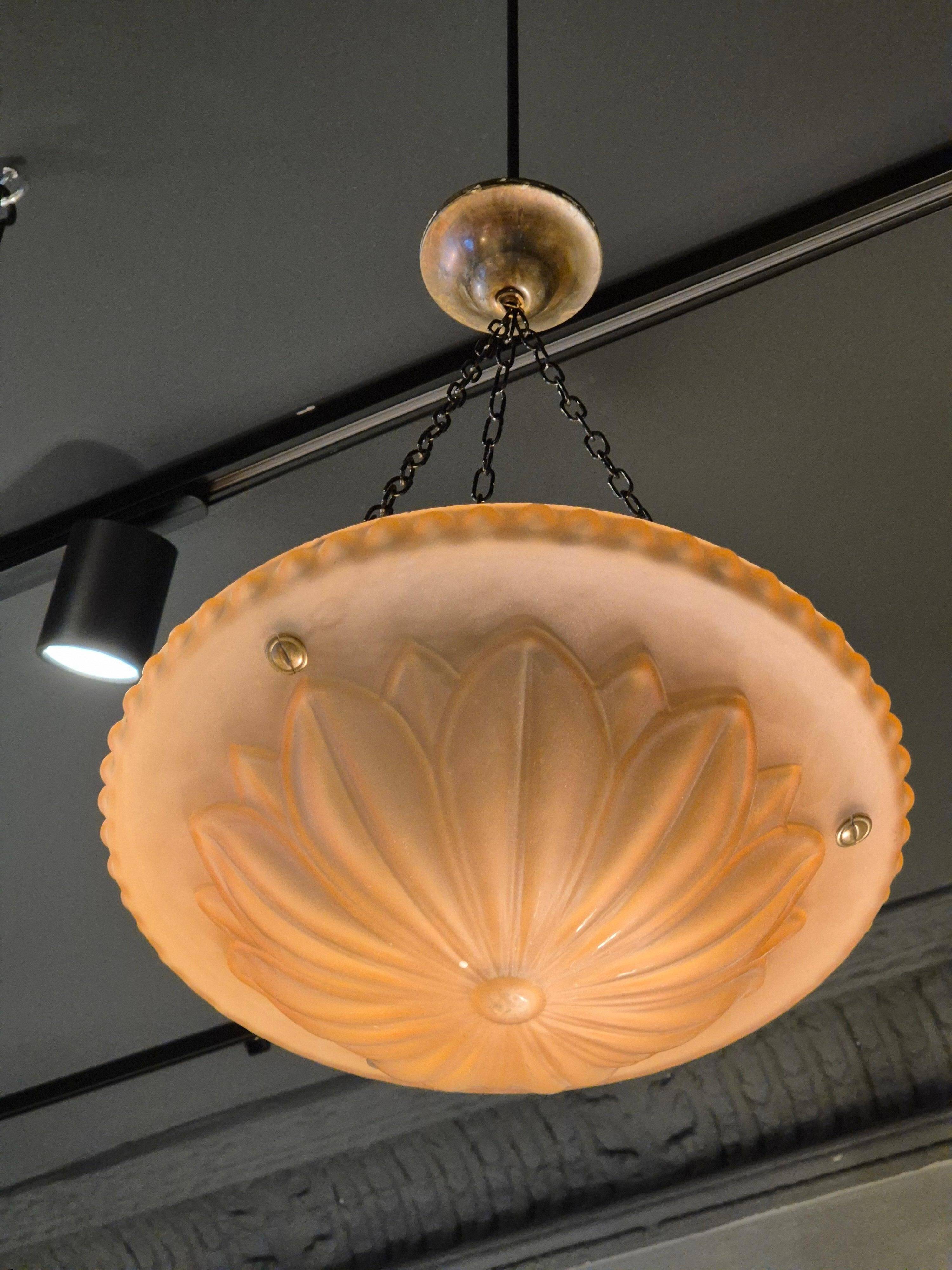 Swedish Grace classic pendant, model "10073" Havanna Glass by Böhlmarks 1920/30s