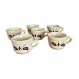 Set of 6 stoneware coffee cups from the 1970s.