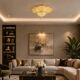 Abu Dhabi, Murano Glass Gold Flush Mount, 1970s
