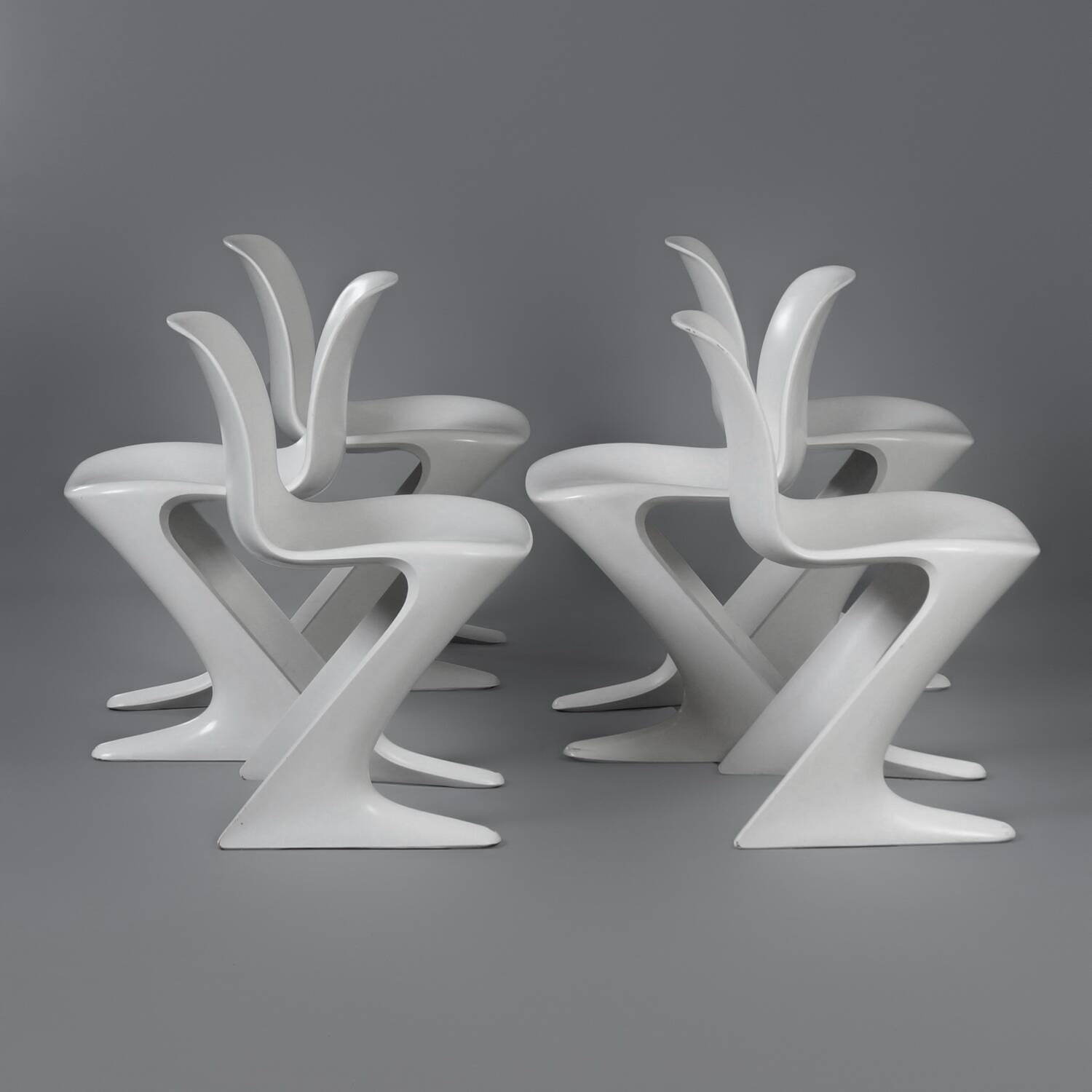 White Kangaroo Chairs by Ernst Moeckl for Horn, 1960s | Set of 6