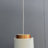 Metal, white and brass color pendant lamp by VEB 1960s