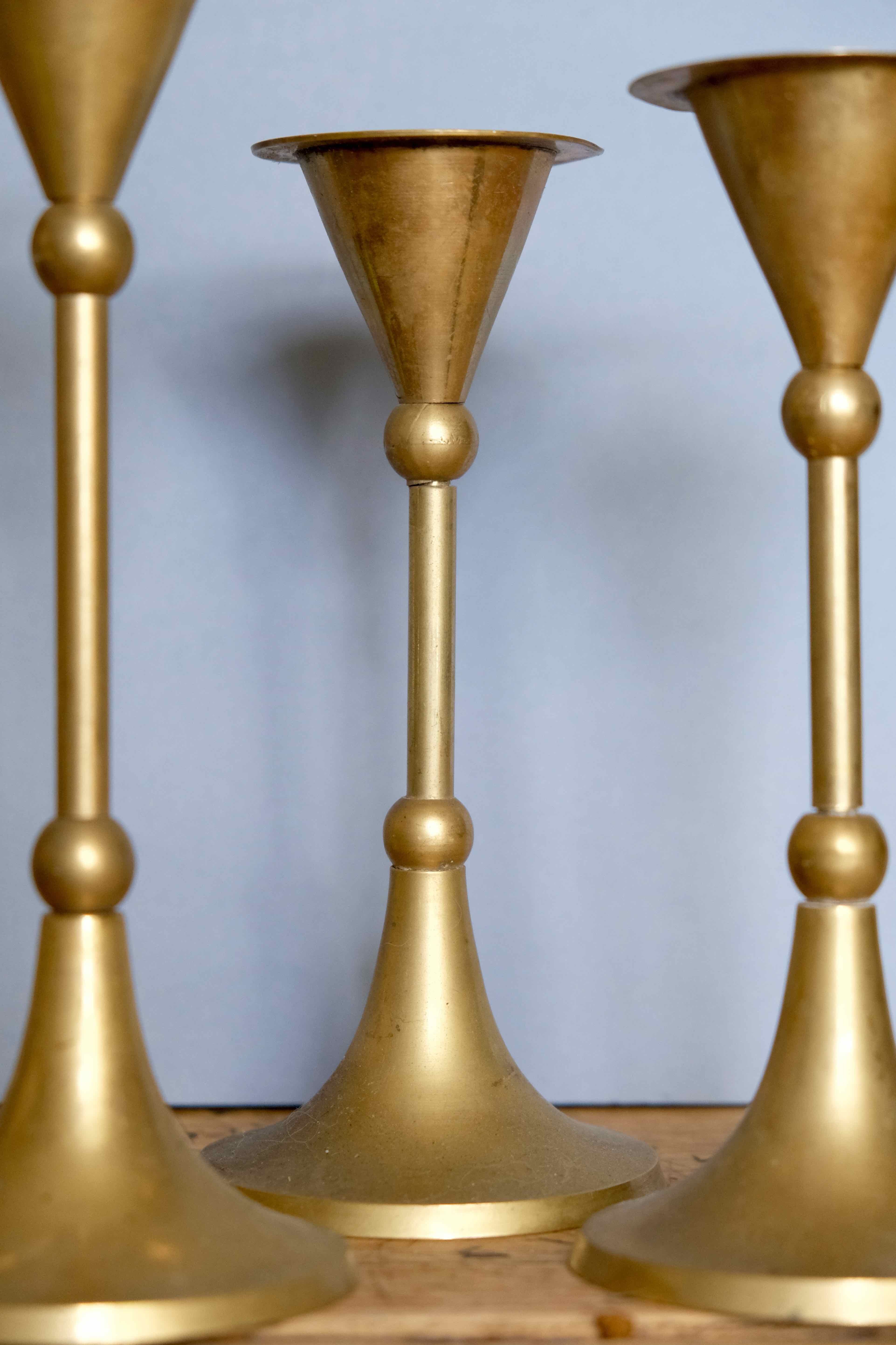 Set of 4 massive brass candlestick vintage