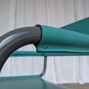 Vintage Mart Stam Style Armchair: Turquoise Leather, Black Chrome Cantileve