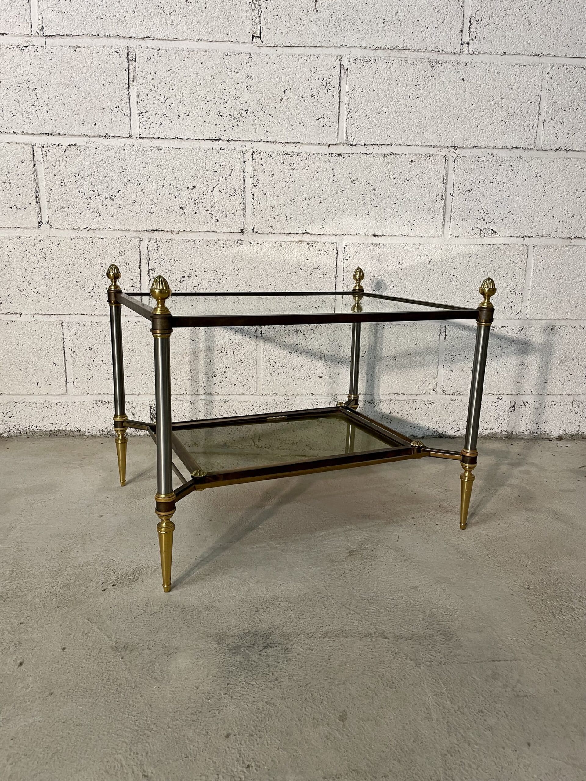 Brass, steel and patinated brass sofa end 1960