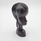 Sculpture africaine ancienne tête de femme en ébène