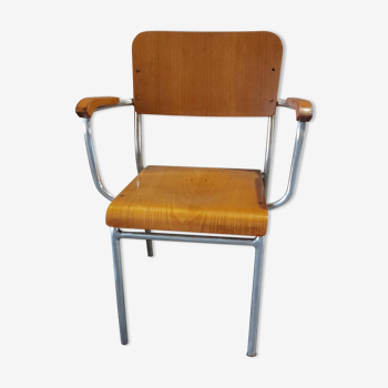 Fauteuil en bois et aluminium par Alpos, années 1970