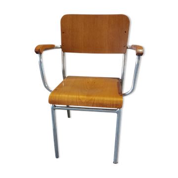 Fauteuil en bois et aluminium par Alpos, années 1970
