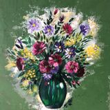 Tableau peinture fleurs