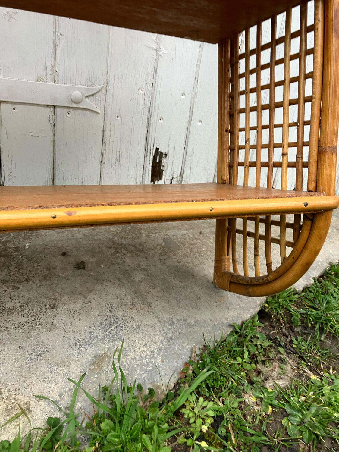 Vintage rattan wall shelf