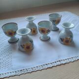 Stoneware egg cups screen printed with sunflowers