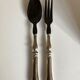 Product BHV Pair of filled silver salad cutlery and horn 19th