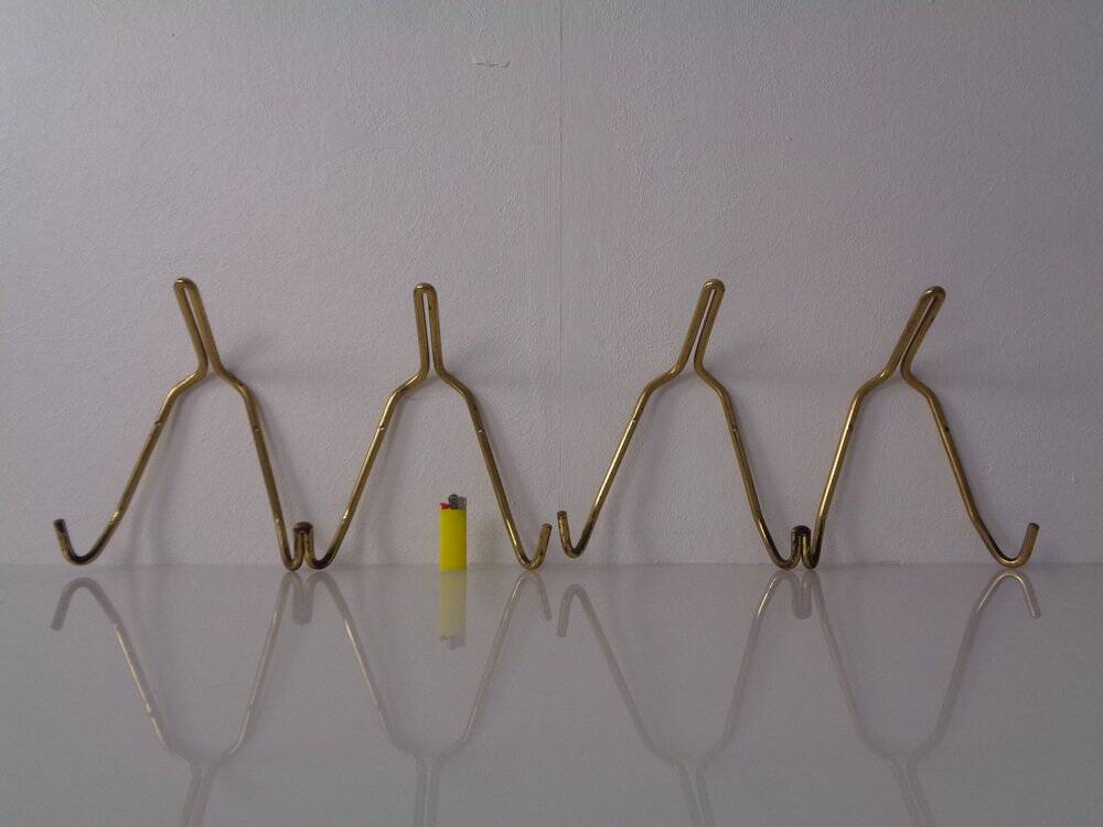 Mid-Century Brass Coat Hooks, 1950s, Set of 2