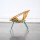 Fauteuil en rotin pieds métal vert