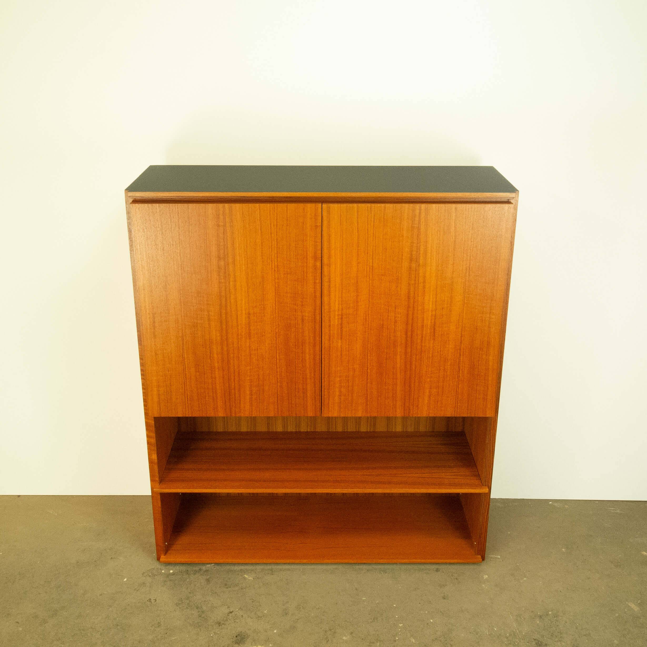 Vintage shelf combination, teak with black top, 70s