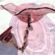 Bubble glass pendant light with engraved inscription of the town of Biot circa 1950