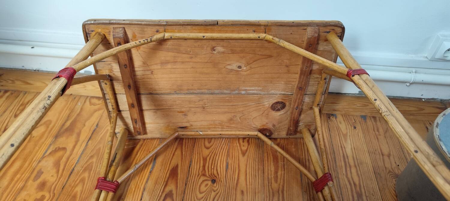 Rattan and cork side table