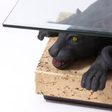 Panther coffee table on stone base and glass tablet