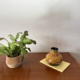 Vase en céramique jaune Fat Lava années 70