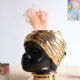Black and gold Italian ceramic head vase signed Behreno