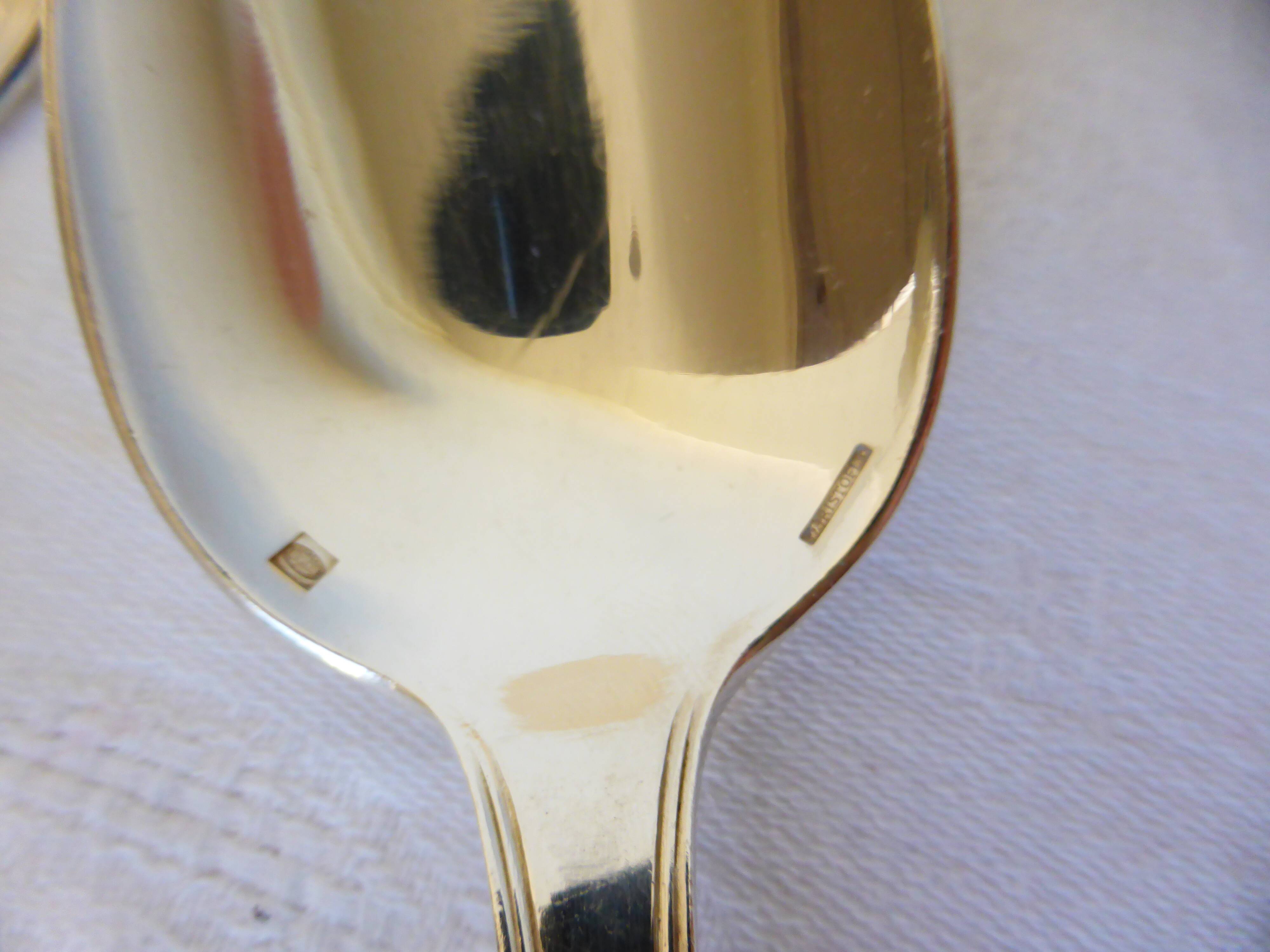 6 Christofle Art Deco Style Silver Plated Soup Spoons 2106255