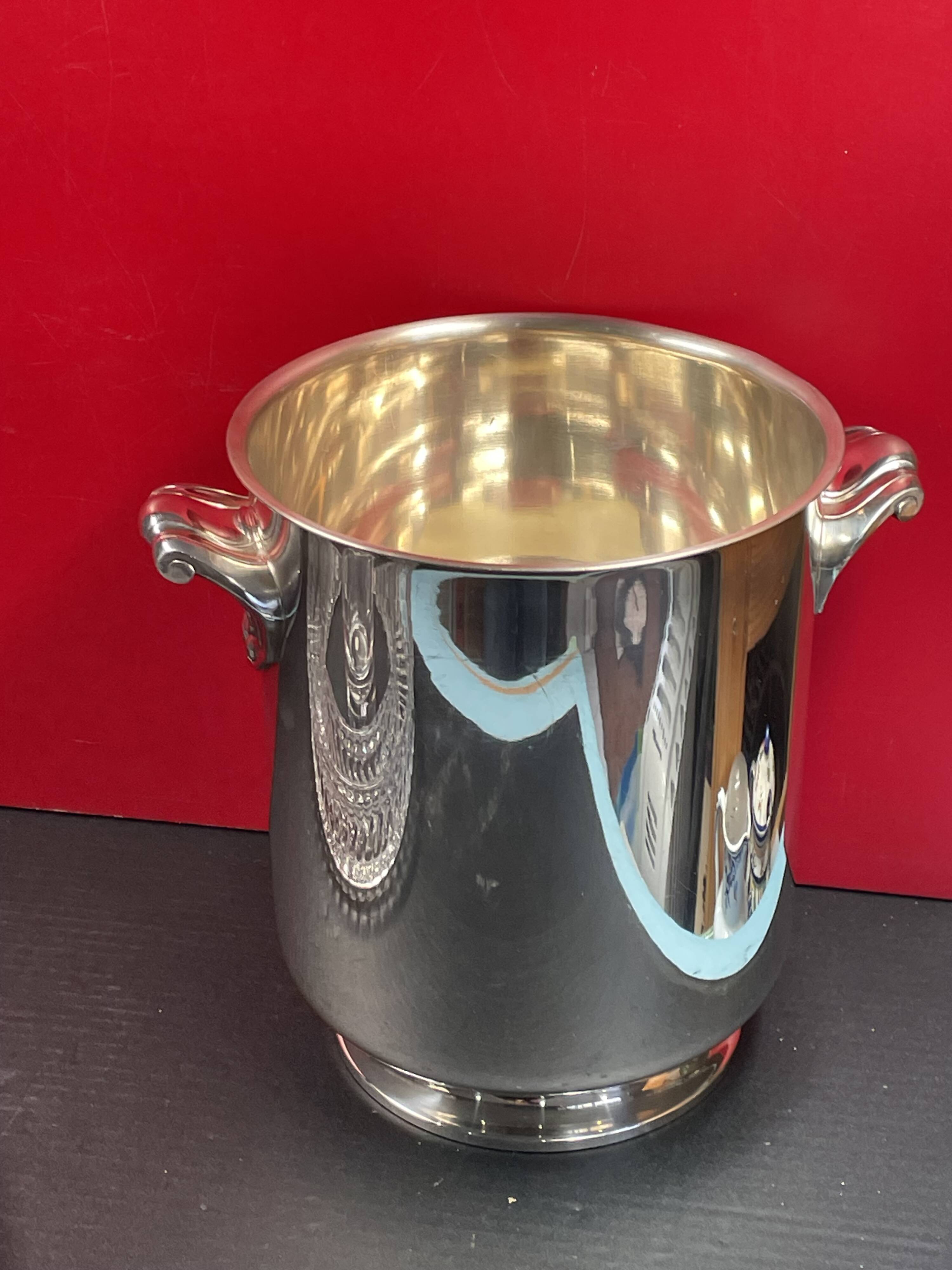 Champagne bucket cooler silver metal shell socket, Gallia Christofle