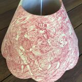 Lampshade in toile de Jouy. Red patterns on vanilla background