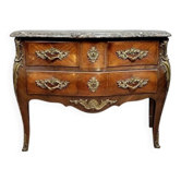 Louis XV style curved chest of drawers in marquetry circa 1880