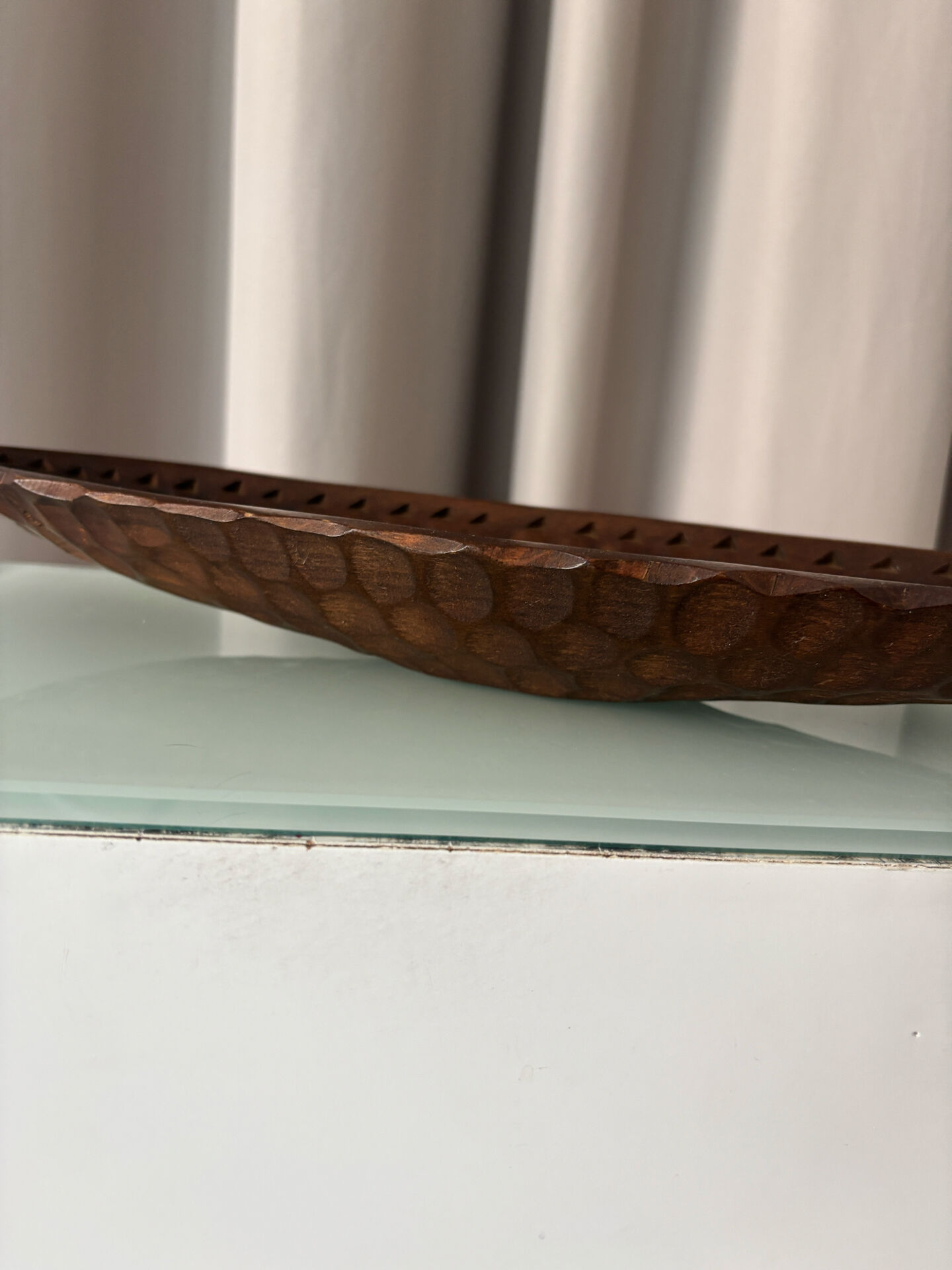 Hand-Carved Brutalist Wooden Centerpiece, 1970s