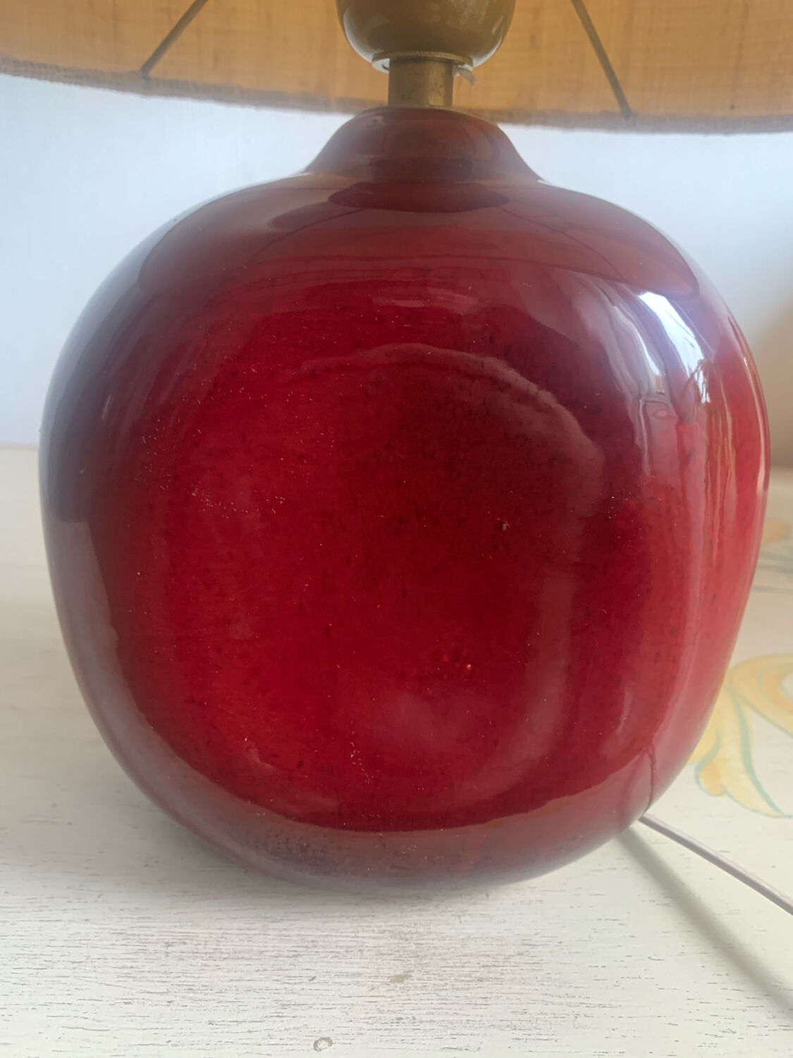 Vallauris Table Lamp Red Ceramic & Shade with F