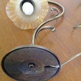 Old table lamp brass vintage tulip glass