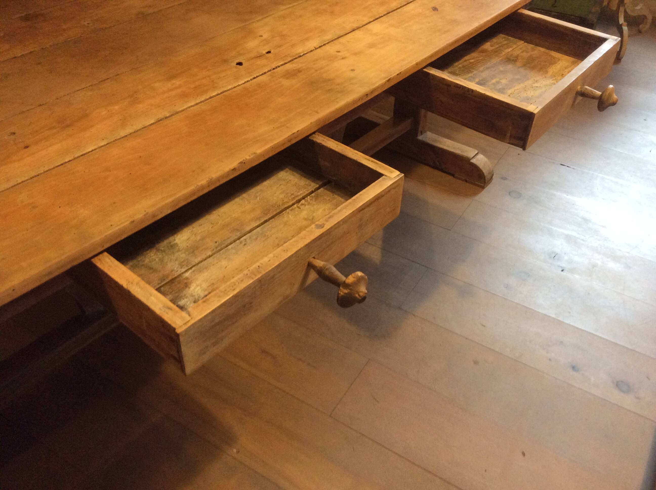 Two-drawer farmhouse table