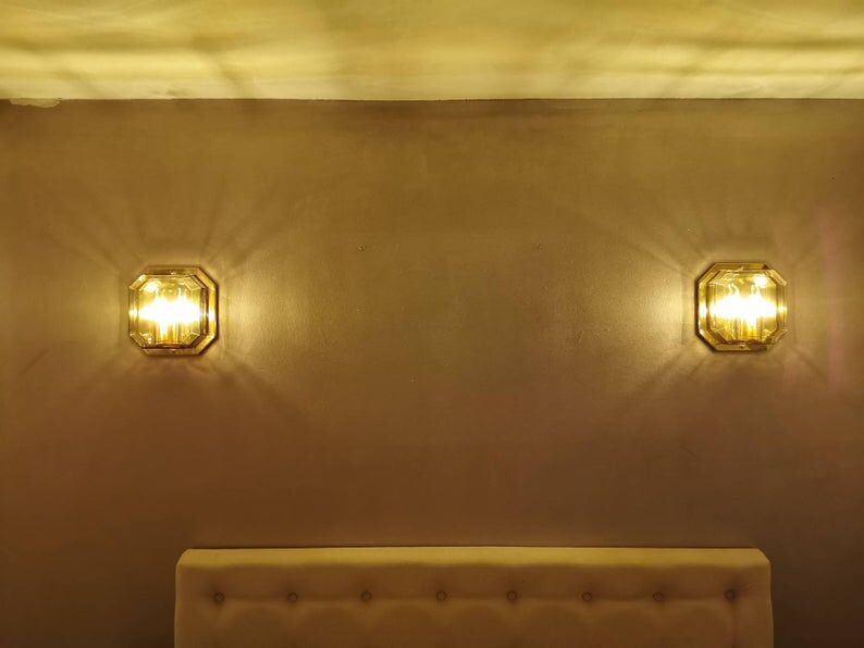 Set of 2 Glash-tte Limburg 1980s glass appliques