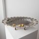 Silver-plated metal vintage bowl with curved rim and relief - Italian 1940s centrepiece