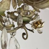 Chandelier with a floral porcelain decoration and pendants