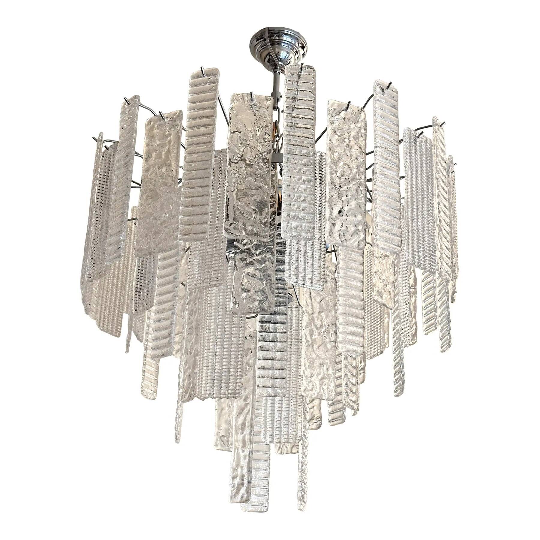 Contemporary Strips “Listelli” Murano Glass Chandelier by Simoeng