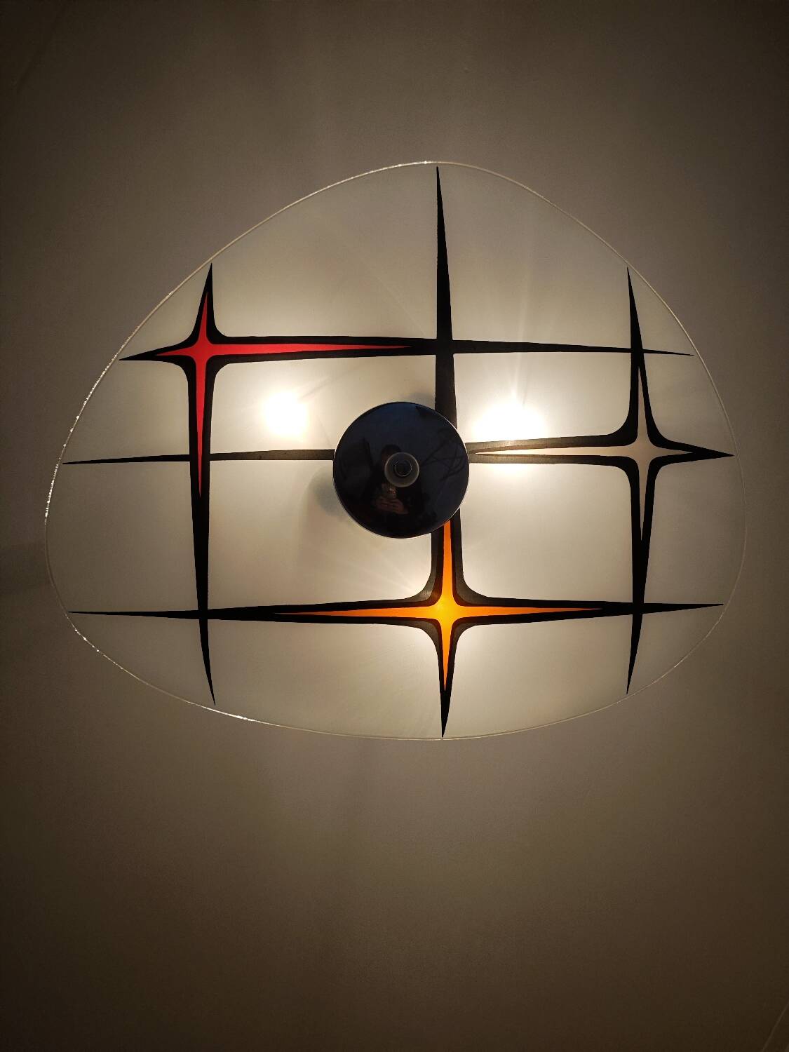 Modernist Czechoslovakian Zukov pendant light, geometric pattern, 1960