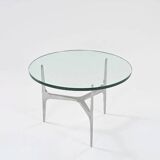 Knut HESTERBERG Table basse ronde en verre et aluminium poli