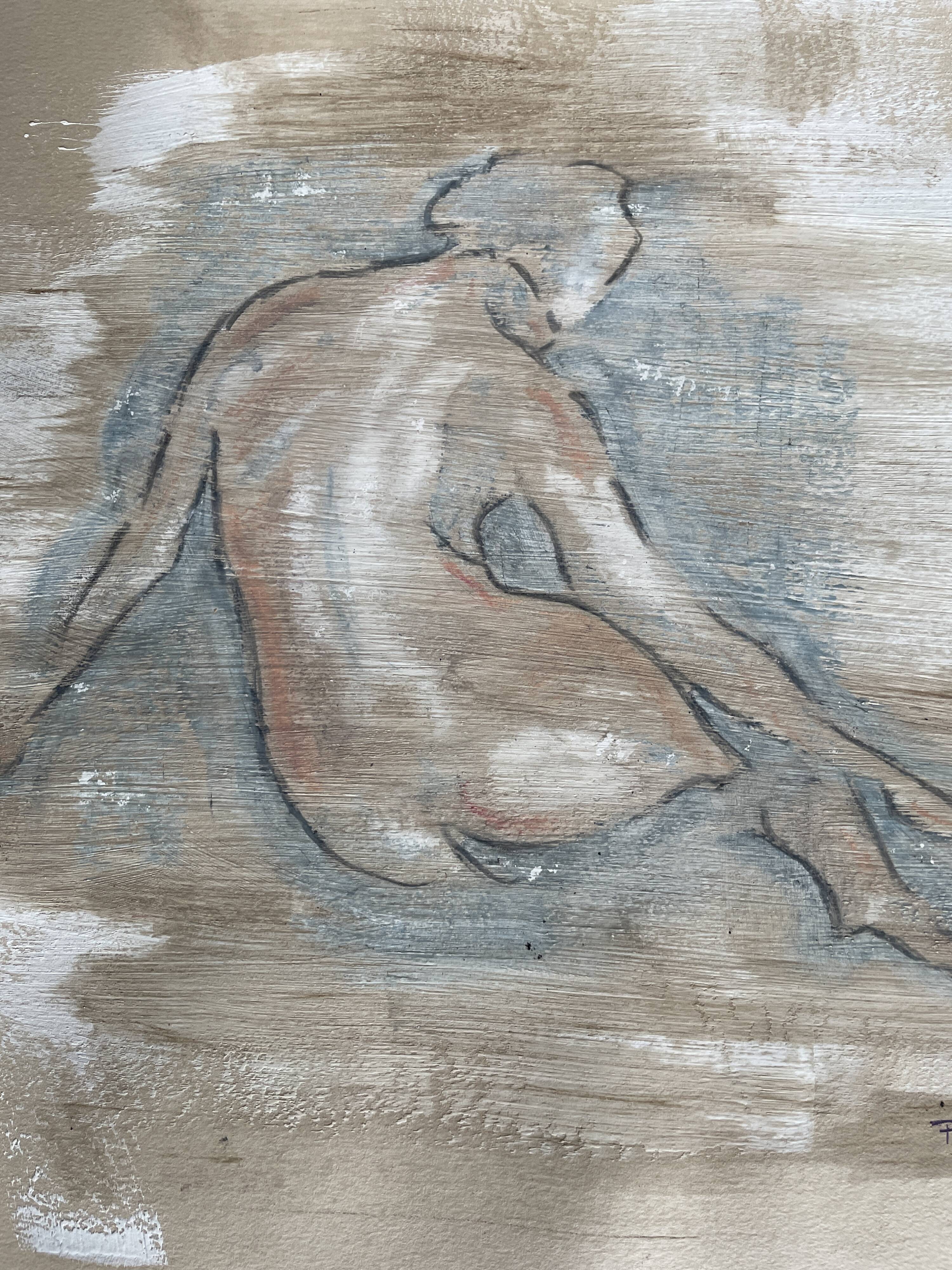 Charcoal painting on natural paper