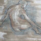 Charcoal painting on natural paper