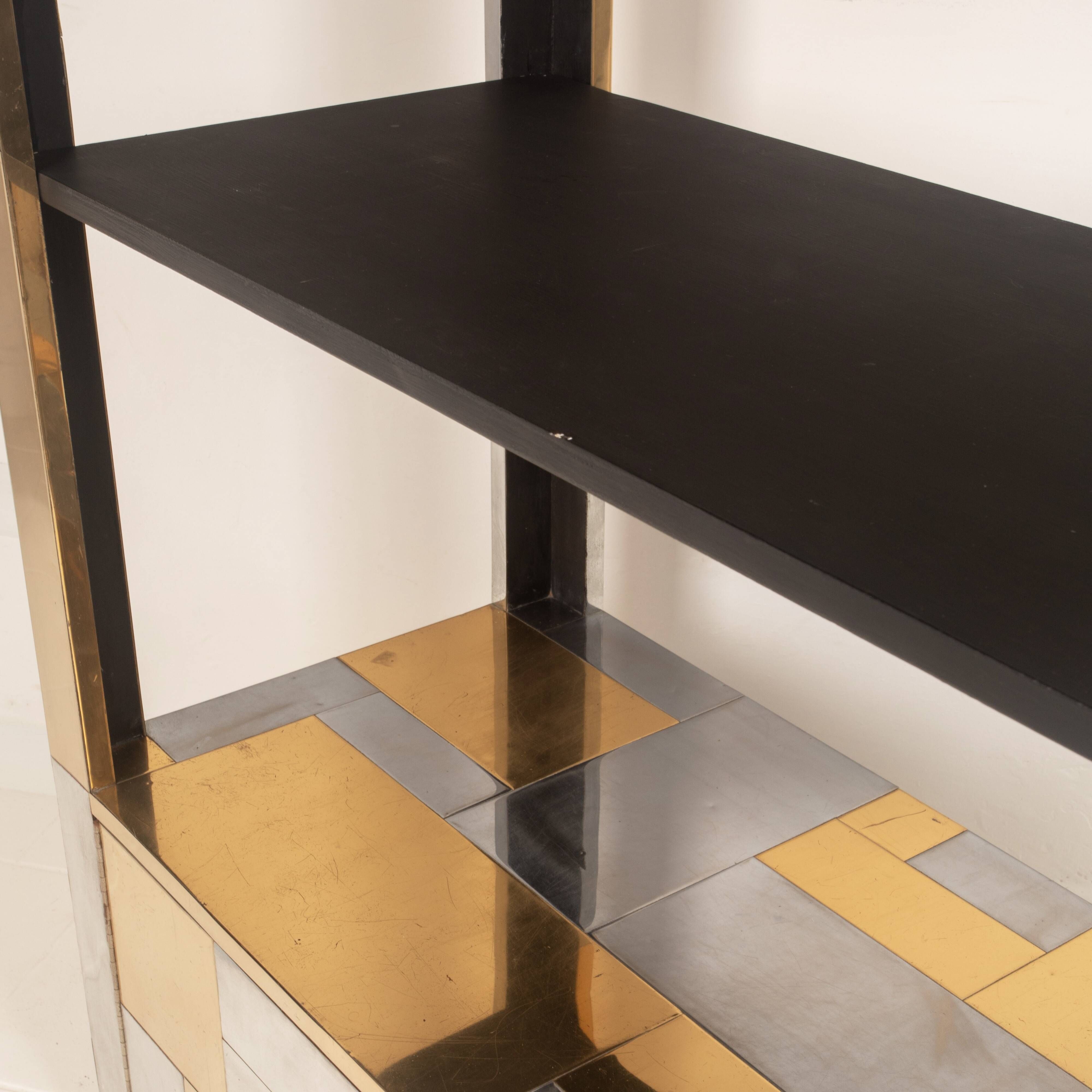 Paul Evans Cityscape Brass and Stainless Steel Bookcase, First Series, 1971