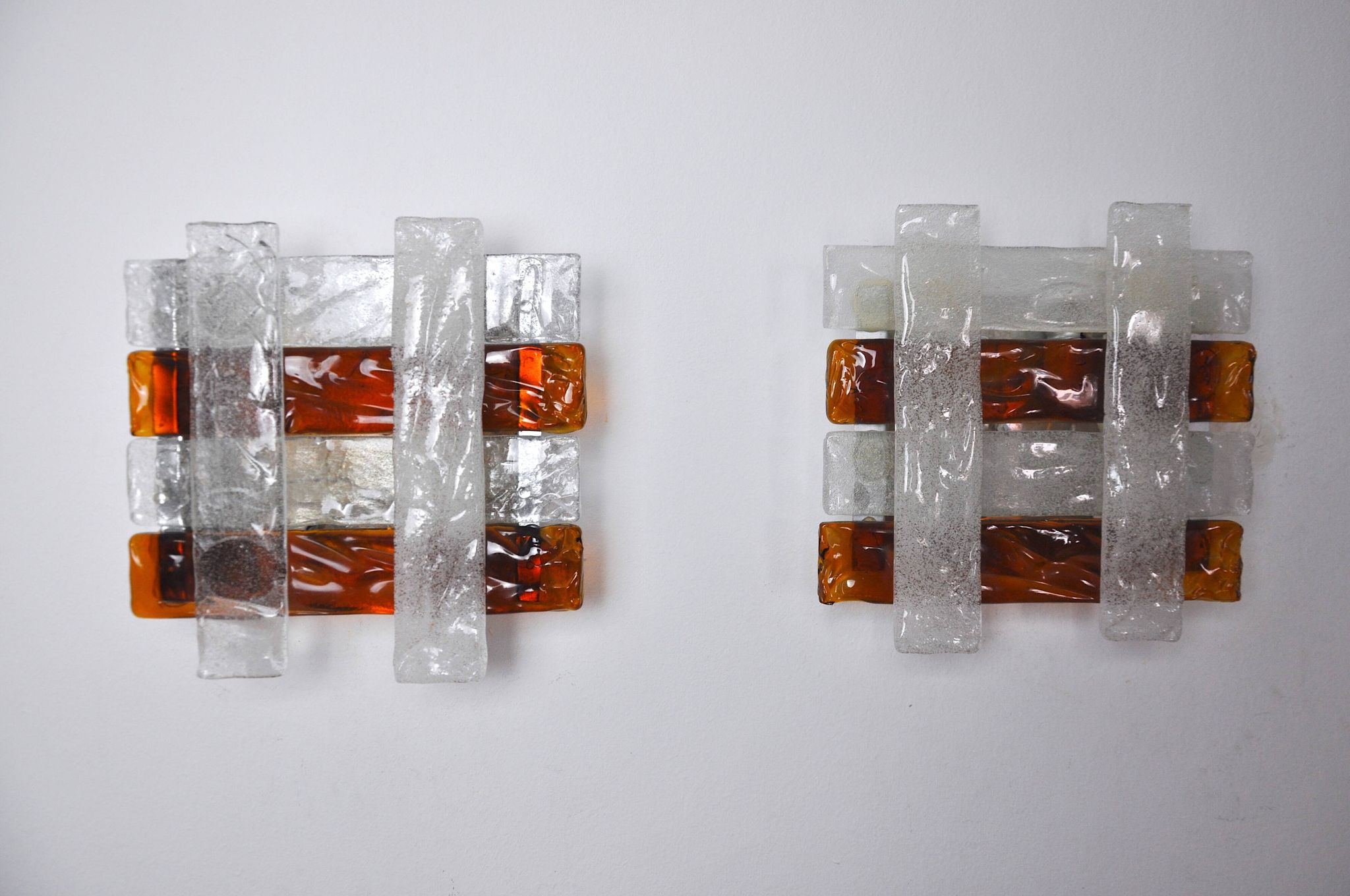 Pair of poliarte sconces by Albano Poli, 1970, Murano Italy