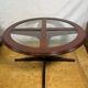 Vintage G-Plan Round Coffee Table & 4 Nested Stools | 1970s | Mahogany & Gl