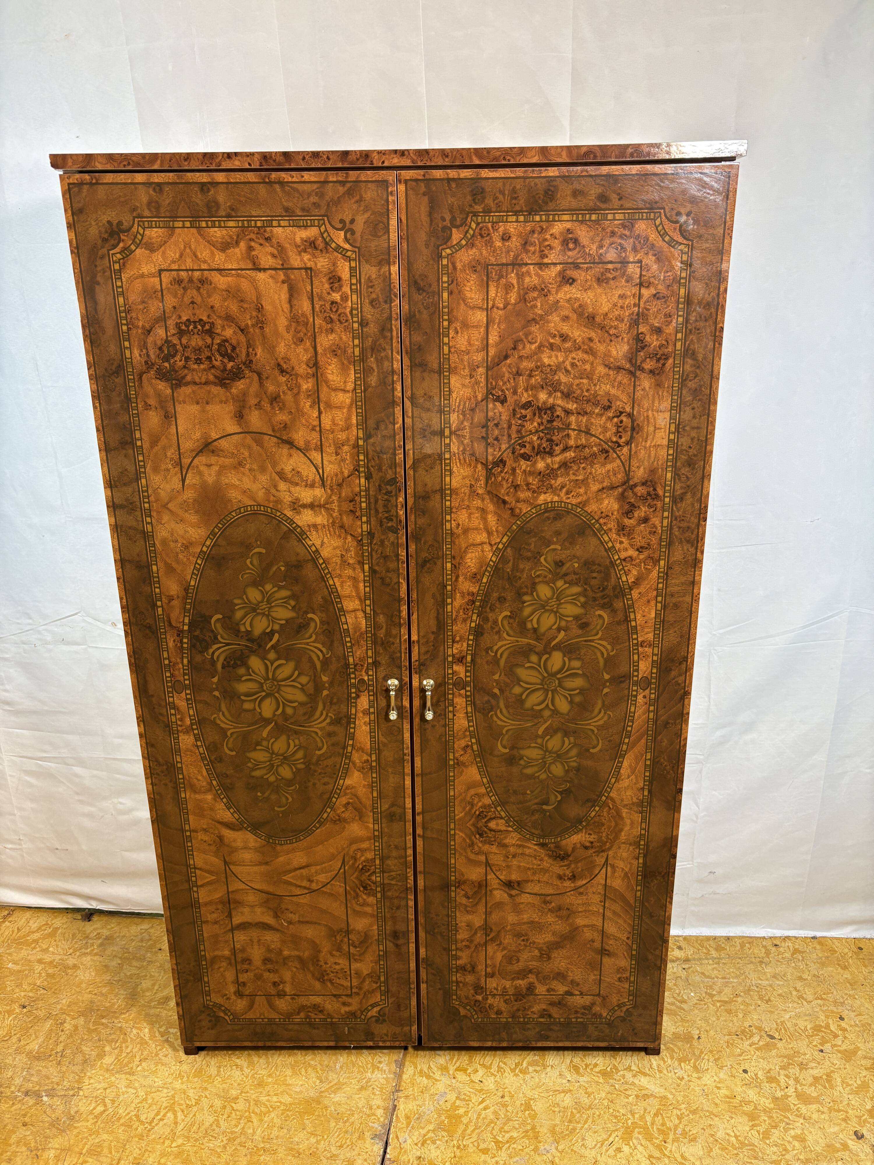 Vintage Hollywood-Style Italian Walnut-Effect Dressing Table / Cabinet