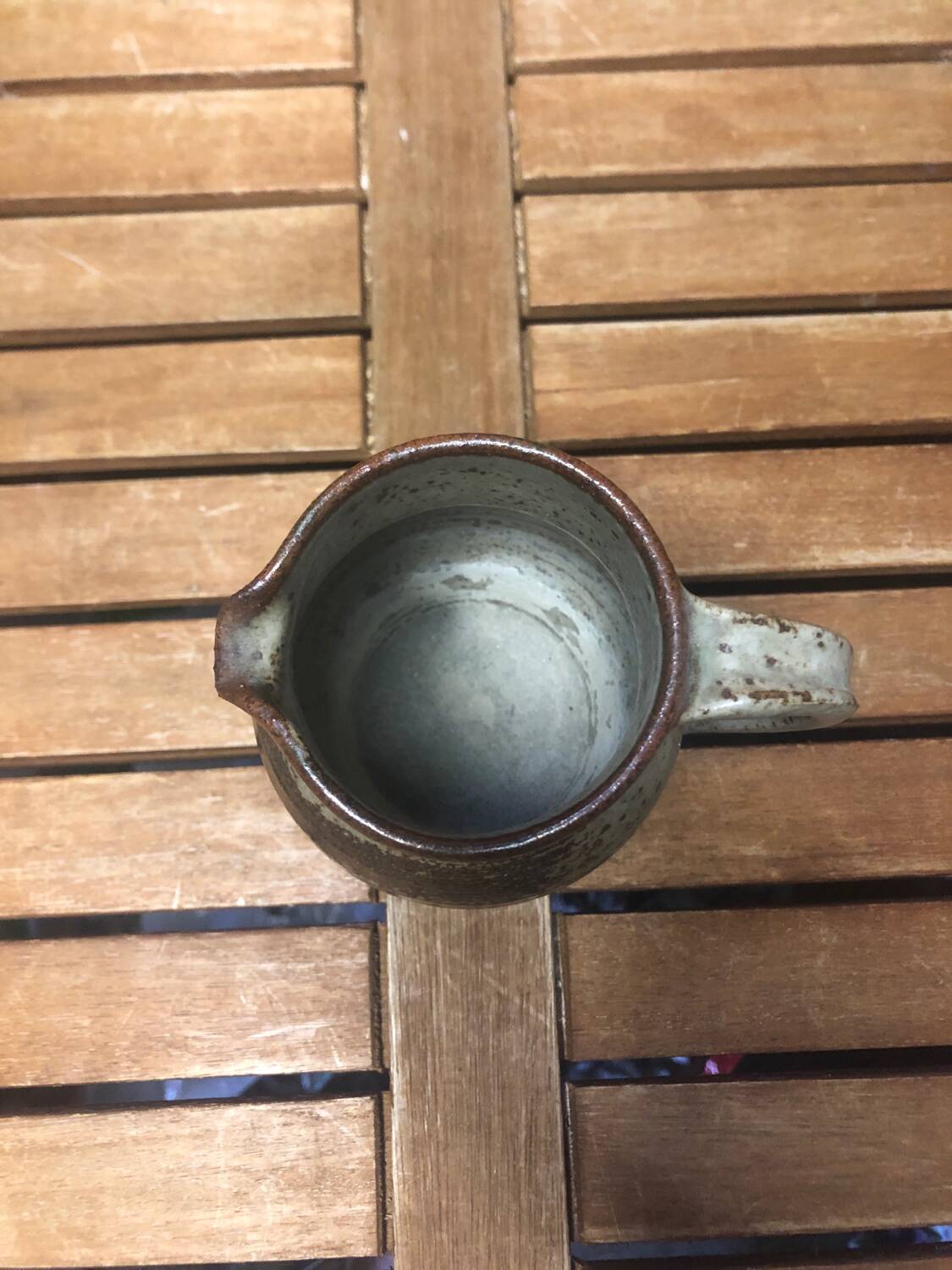 Old vintage brown stoneware pitcher le cep #a429