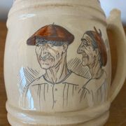 Old pitcher cazalas paule douau ceramic beige basque couple vintage