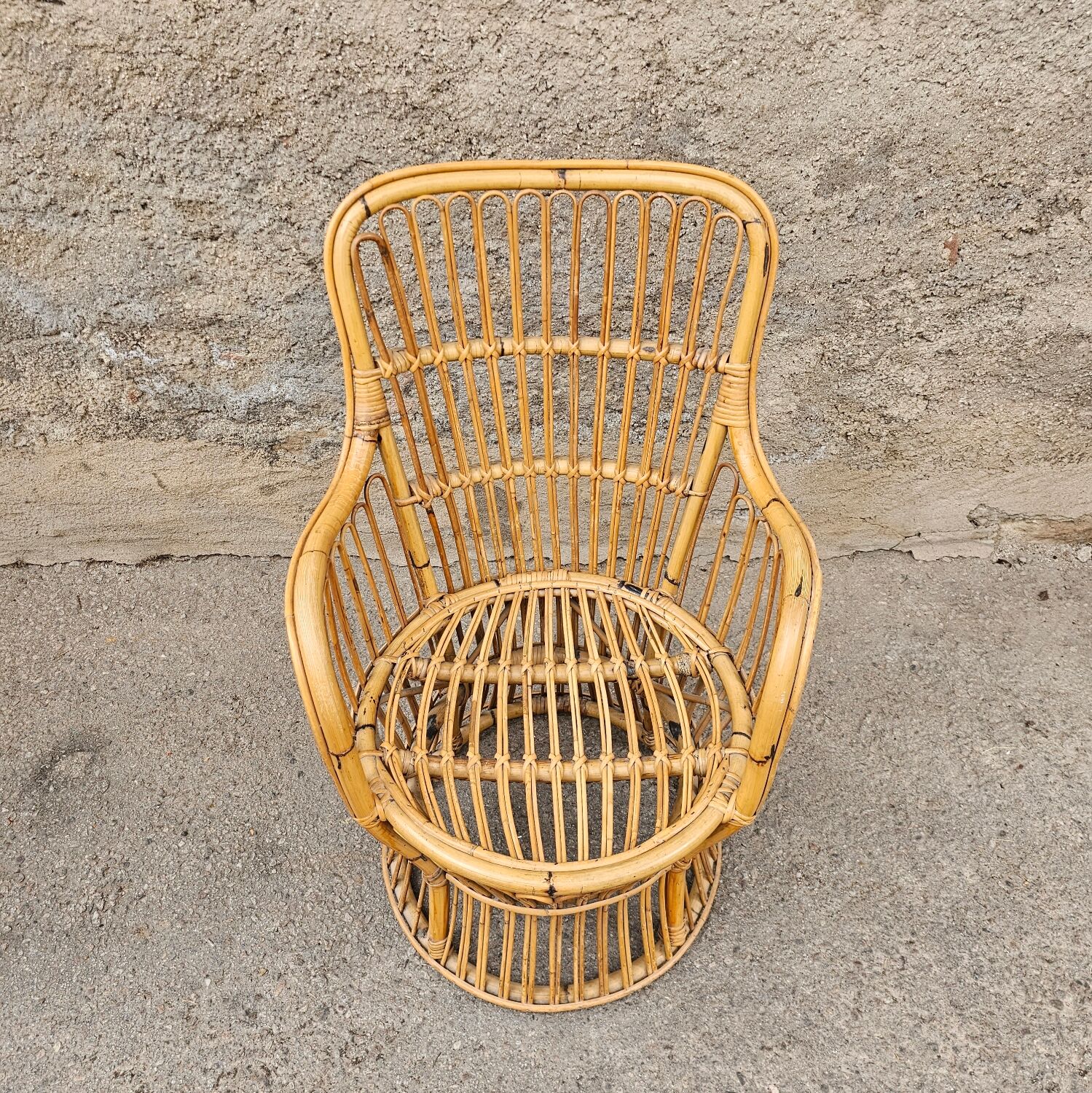 Bamboo and rattan armchair 50s Italy