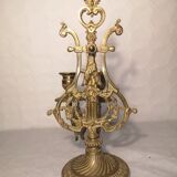 Pair of piano candlesticks in golden bronze 19th century
